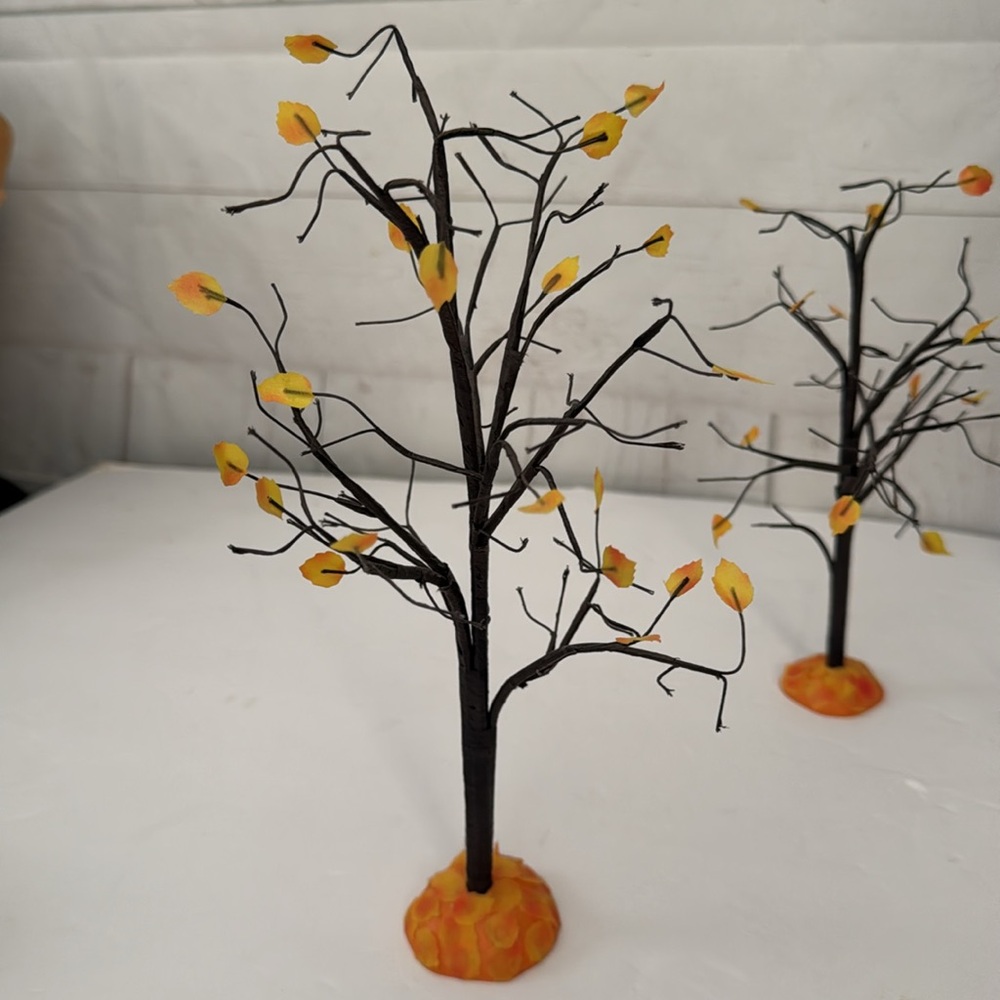 Department 56 Lighted Halloween Scarecrows and 2 Fall Trees - Picture 7 of 11